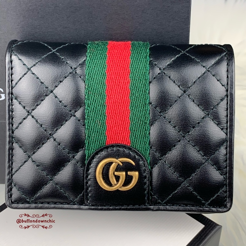 Gucci Trapuntata Leather Flap Card Case Wallet - Picture 2 of 13